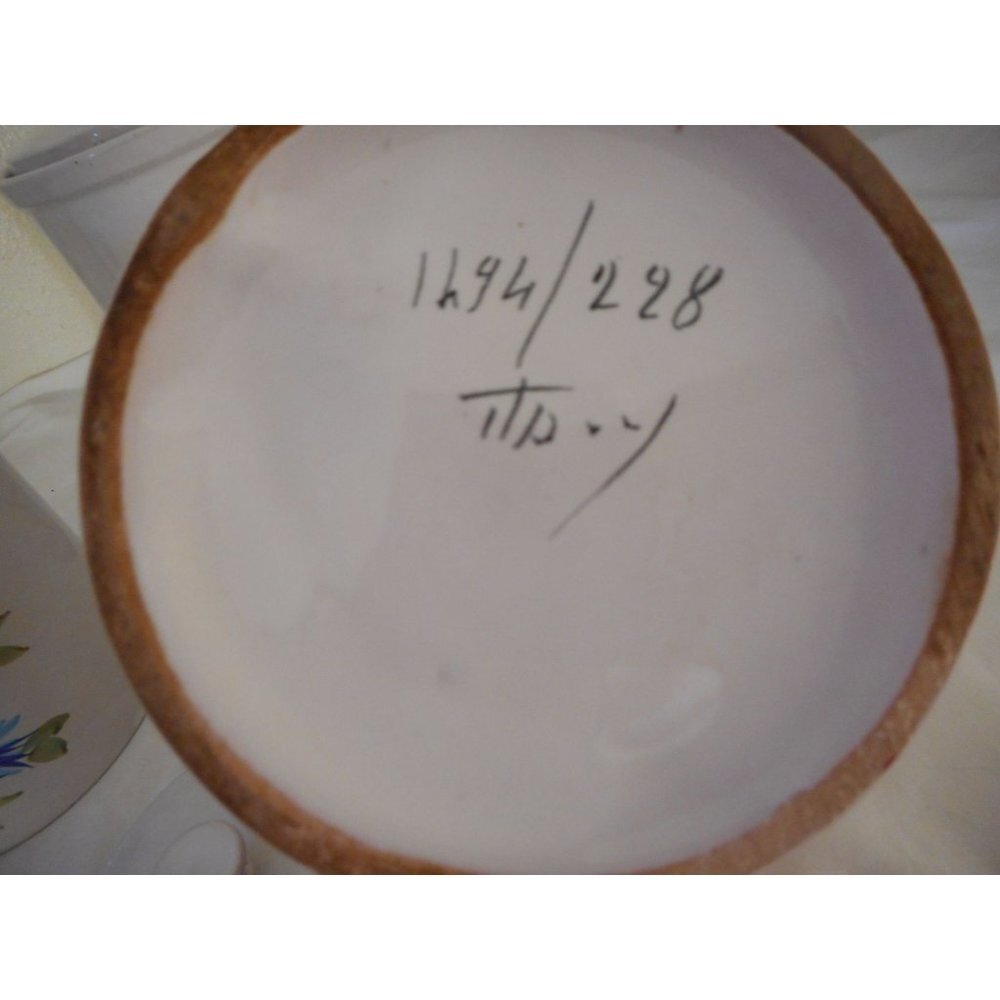 Blue Floral Canister Set w/ lids HandPainted numbered Italy Estate Find Pottery - Picture 6 of 12